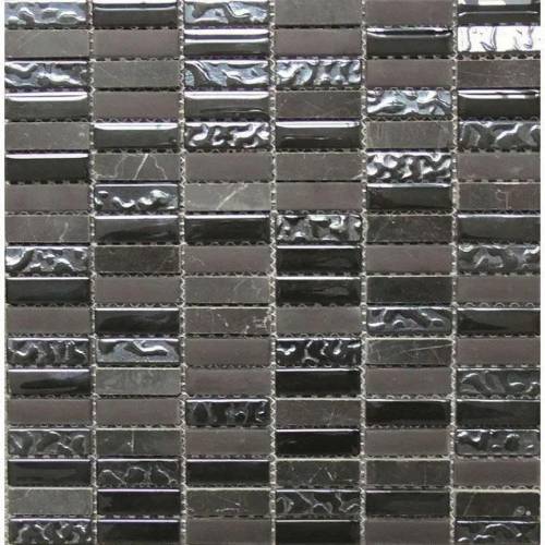 Natura Black staklo-kamen mozaik pločice 30x30