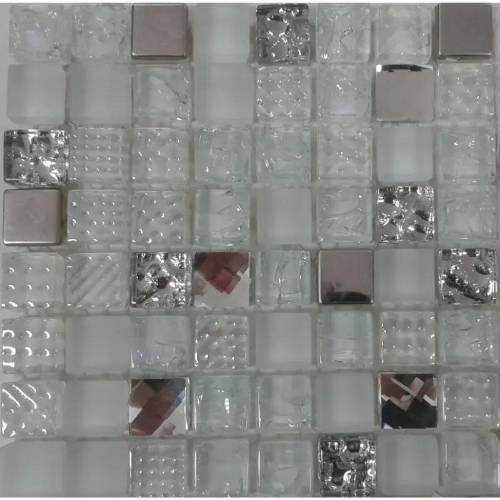 Diamond White stakleni mozaik pločica 30x30