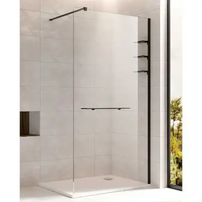 Walk in Matt Black 90x195 desna Tuš kabine  I Walk in sa policama 90x195