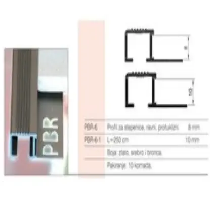 Aluminijumska lajsna PBR-6 gaz srebro aluminijumska lajsna pbr-6 srebro