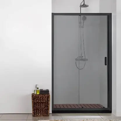 Naa 2142 Polukružna Kabina Matt Black R90x195 Klizna vrata za tuš kabinu cena I crni okvir i sivo staklo