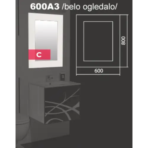 zidno ogledalo Romana 600A3 belo