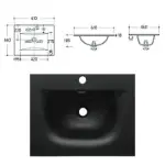 Rigo 600BX Rovere Farnia Lavabo E-8099-60 Matt Black