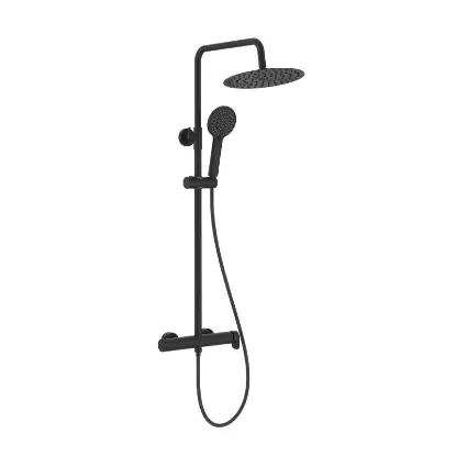 Tuš glava Ø250 mm s 3 funkcije Tuš komplet mat crni