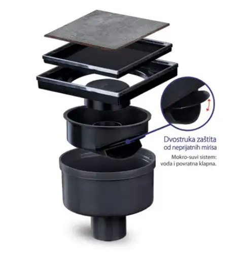 Podni slivnik vertikalni EXCLUSIVE sa dvostrukom zaštitom