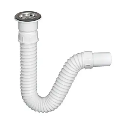 Fleksibilni sifon S00001 bela plastika Fleksibilni sifon S jednodelni beli