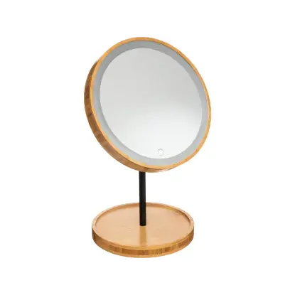 LED ogledalo 18,9x31 cm bambus stalak LED ogledalo na stalku bambus