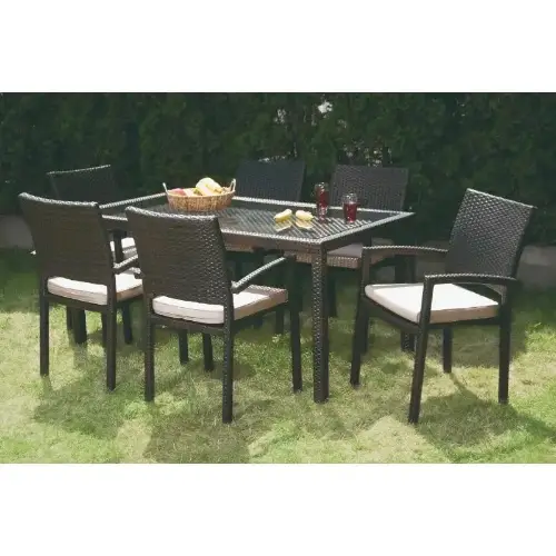 Baštenski sto Sofia 160x90 cm od wicker-ratana sa staklenom pločom