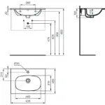 Ugradni crni lavabo 63 cm