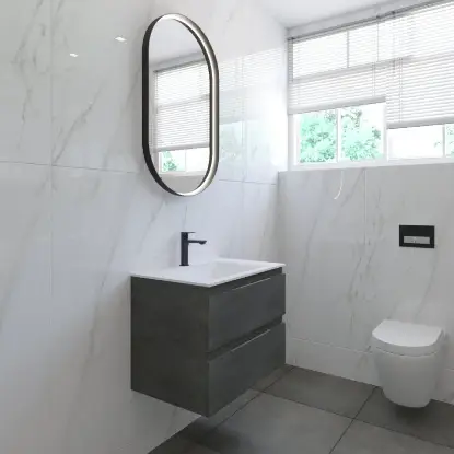 Lavabo sa ormarićem u sivoj boji Lavabo sa konzolnom montažom