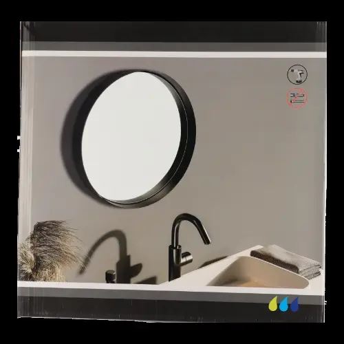 Округло Метално Огледало со Рамка Црна 8557108