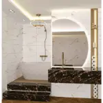 Mermerna bela pločica sa zlatnim žilama