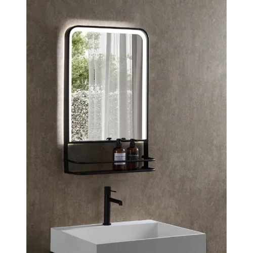LED ogledalo 60x90 sa crnom etažom
