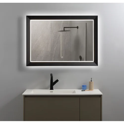 LED ogledalo crni okvir 100x70