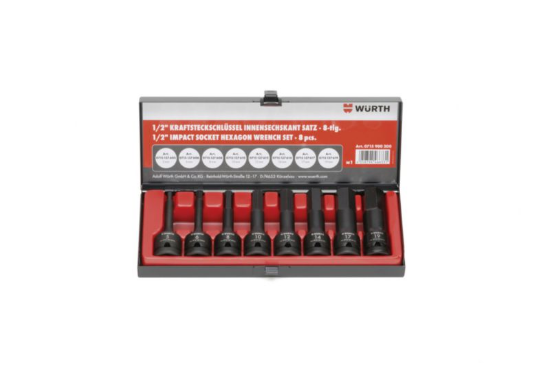 Ključ natični udarni, 1/2", notranji 6-kt, dolgi, set, 8-delni