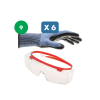 Slika Set 6 x protiurezne rokavice (level F, vel. 9) in zaščitna očala s pokritimi stranicami Libra