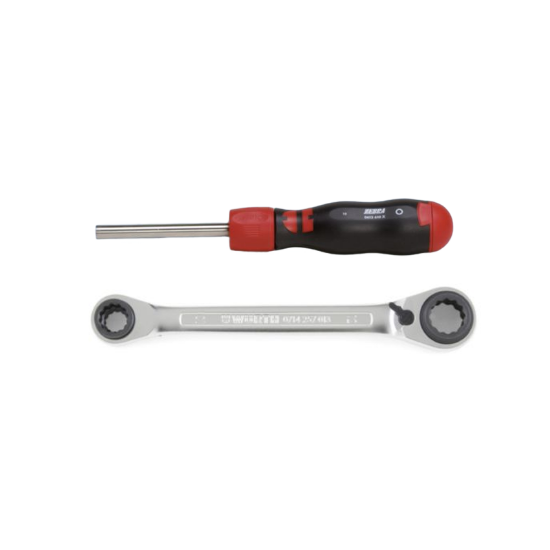 Slika 12-delni set 1/4" izvijač + nastavki v ročaju in kombiniran račna ključ (10, 13, 17 in 19 mm)