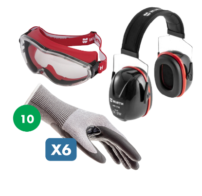 Slika Set zaščitnih očal Andromeda, glušnikov WNA 300 + 6 parov protiureznih rokavic, level C, velikost 10