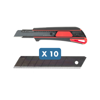 Slika Dvokomponentni nož z drsnikom + 13 lomljivih rezil (18 mm x 170 mm)