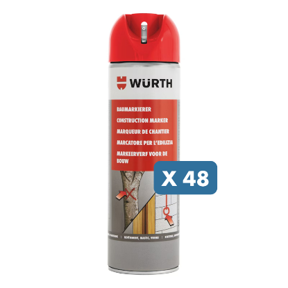 Slika 48 x rdeč markirni sprej za gradbišča (500 ml)