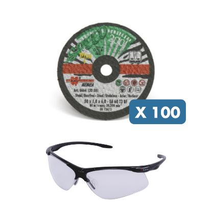 Slika 100 x Profi rezalne plošče za inox 125 + prozorna očala
