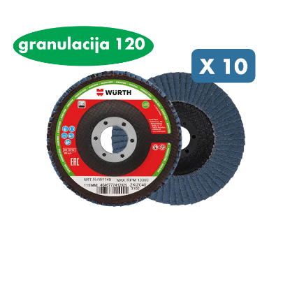 Slika 10 x lamelna plošča premera 115 mm in granulacije 120