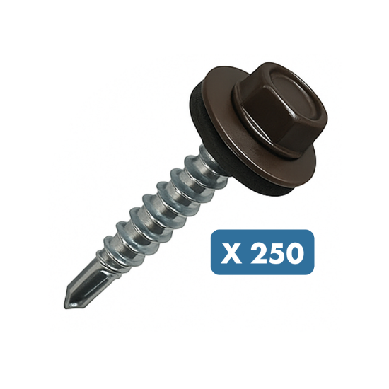 Slika 250 X SAMOVRTALNI KLEPARSKI VIJAK S 6KT GLAVO, 4.8X35, RAL 8019