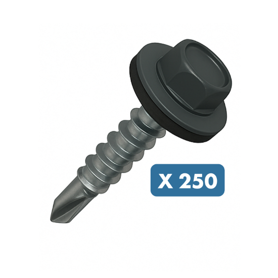 Slika 250 X SAMOVRTALNI KLEPARSKI VIJAK S 6KT GLAVO, 4.8X35, RAL 9006