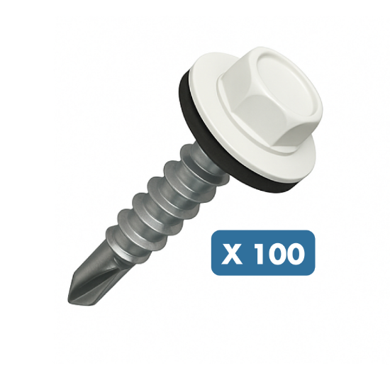 Slika 100 X SAMOVRTALNI KLEPARSKI VIJAK S 6KT GLAVO, 4.8X50, RAL 9010