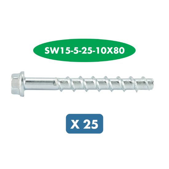 Slika 25 X VIJAK ZA BETON 6KT.-(W-BS/S)-(A2K)-SW15-5-25-10X80