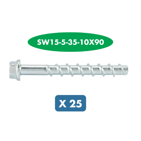 Slika 25 X VIJAK ZA BETON 6KT.-(W-BS/S)-(A2K)-SW15-5-35-10X90      