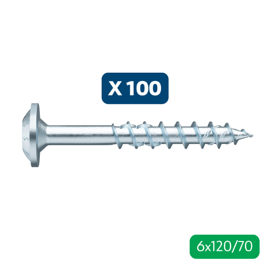 Slika 100 X LESNI VIJAK ASSY4, KROŽNA GLAVA, RW40, 6X120/70