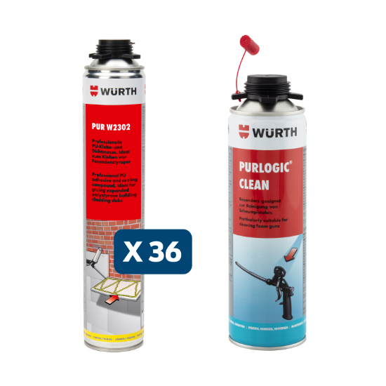 Slika 36 X PU PENA LEPILO ZA IZOLACIJO (750 ML)+ PIŠTOLSKO ČISTILO PU PENE (500 ML)