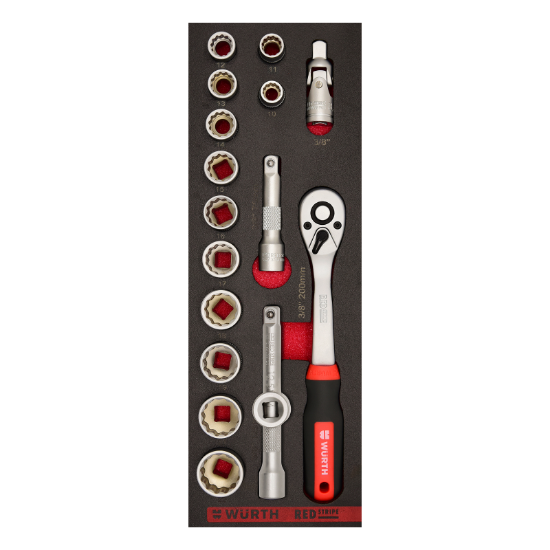 Slika SET ORODJA V PENI SK2 – NASADNI KLJUČI 3/8", 18 KOSOV