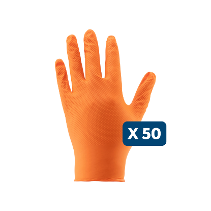 Slika Zaščitne rokavice za enkratno uporabo, nitril grip, oranžne