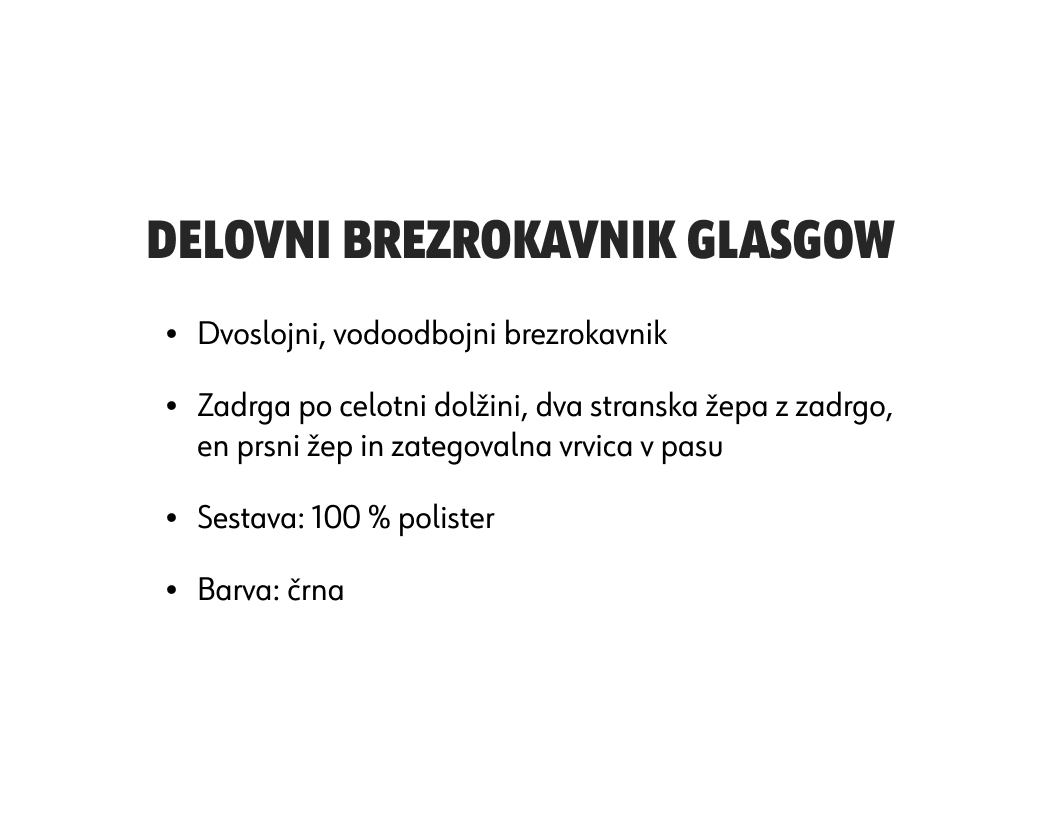 Podrobnejši prikaz brezrokavnika Glasgow